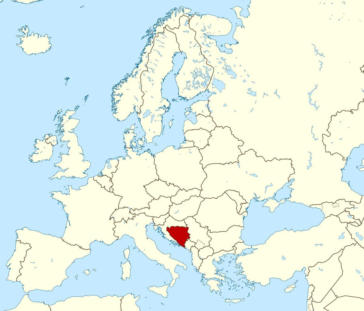 Karte Bosnija atrašanās vietu uz pasaules