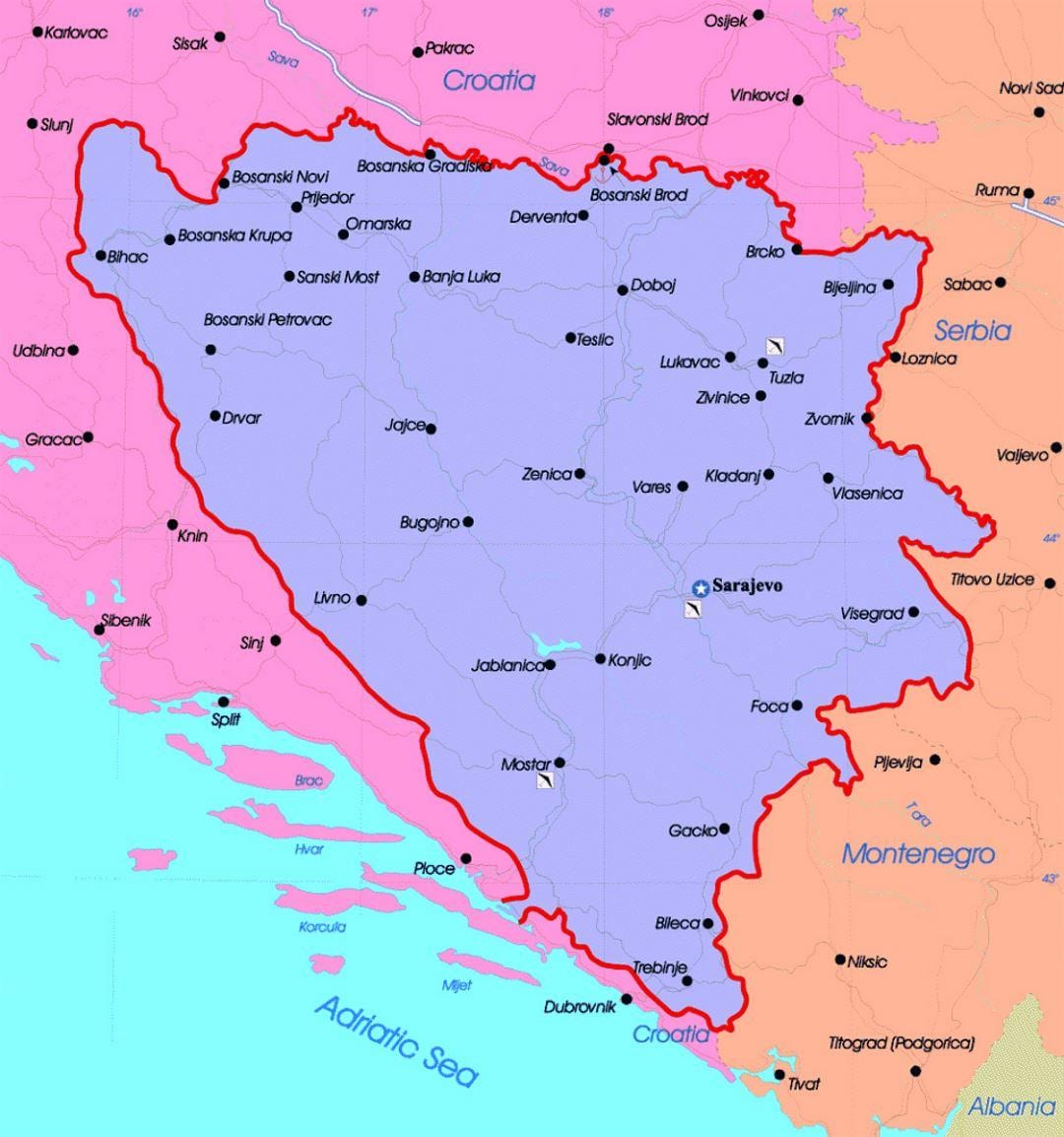 Bosnijas un Hercegovinas politiskās kartes
