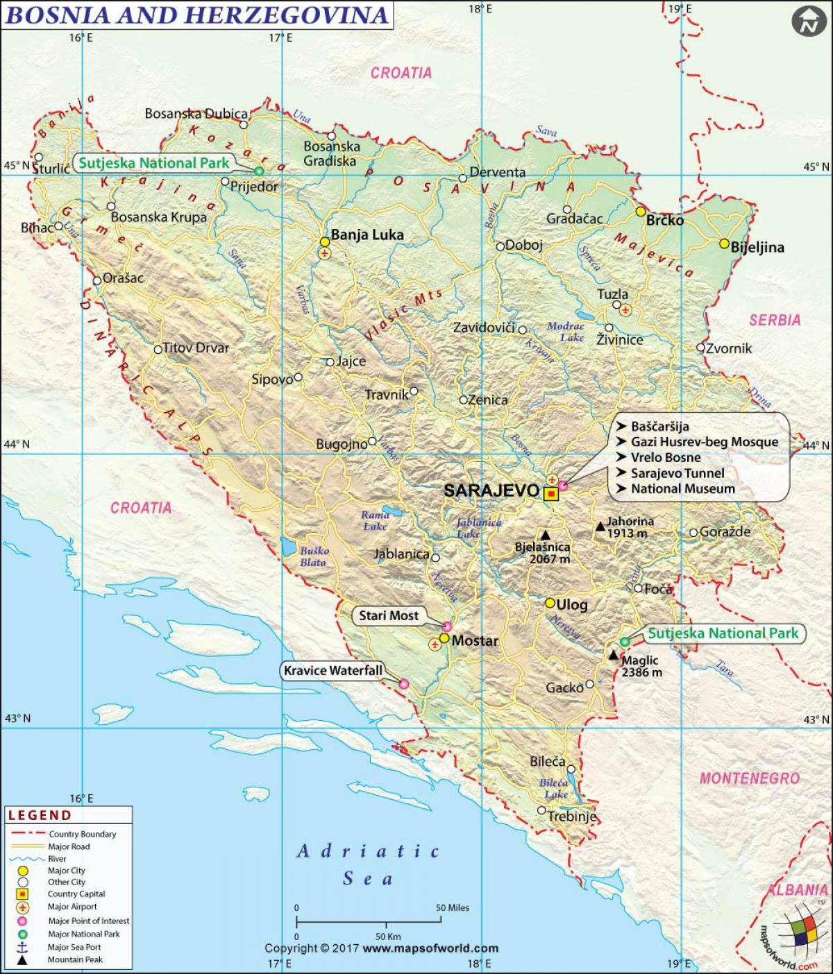Karte Bosnija valsts
