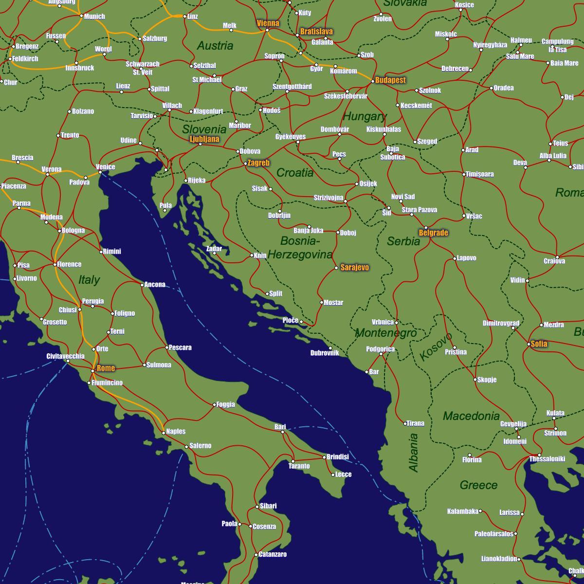 Bosnija dzelzceļa kartes