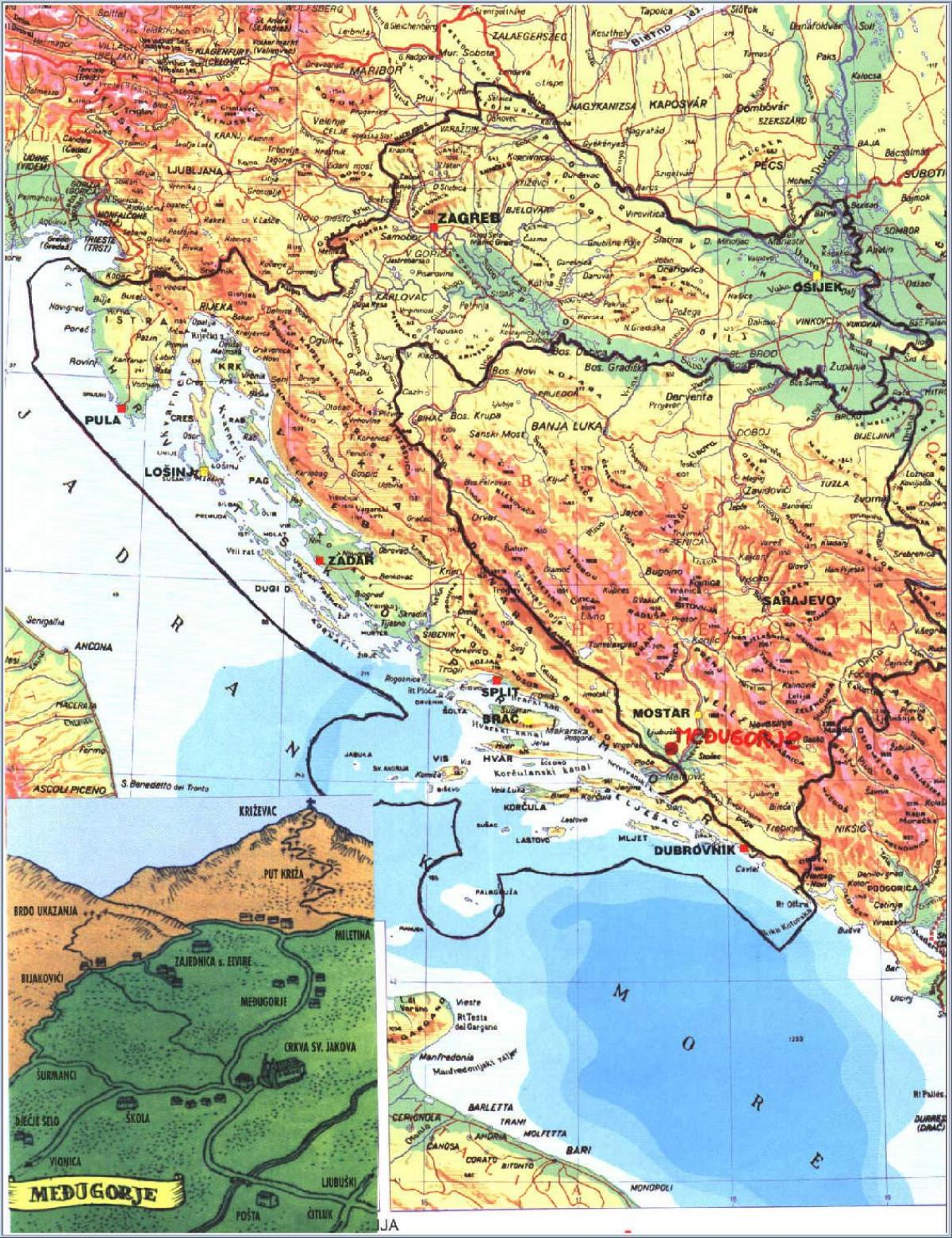 karte medjugorji Bosnija un Hercegovina
